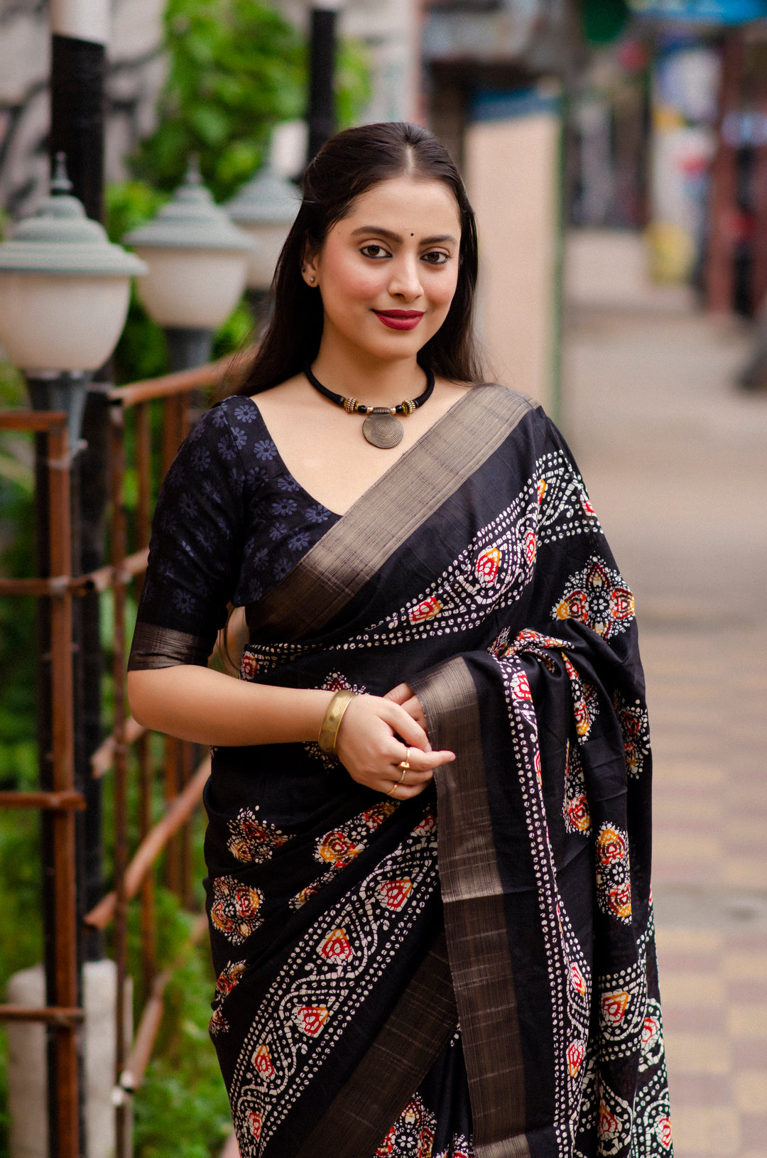 Rooting For Batik-Silk Saree(Black)