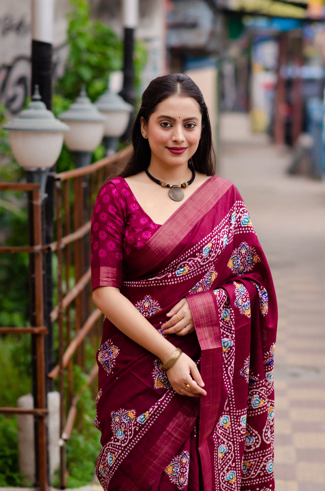 Rooting For Batik - Silk Saree(Dark Maroon)