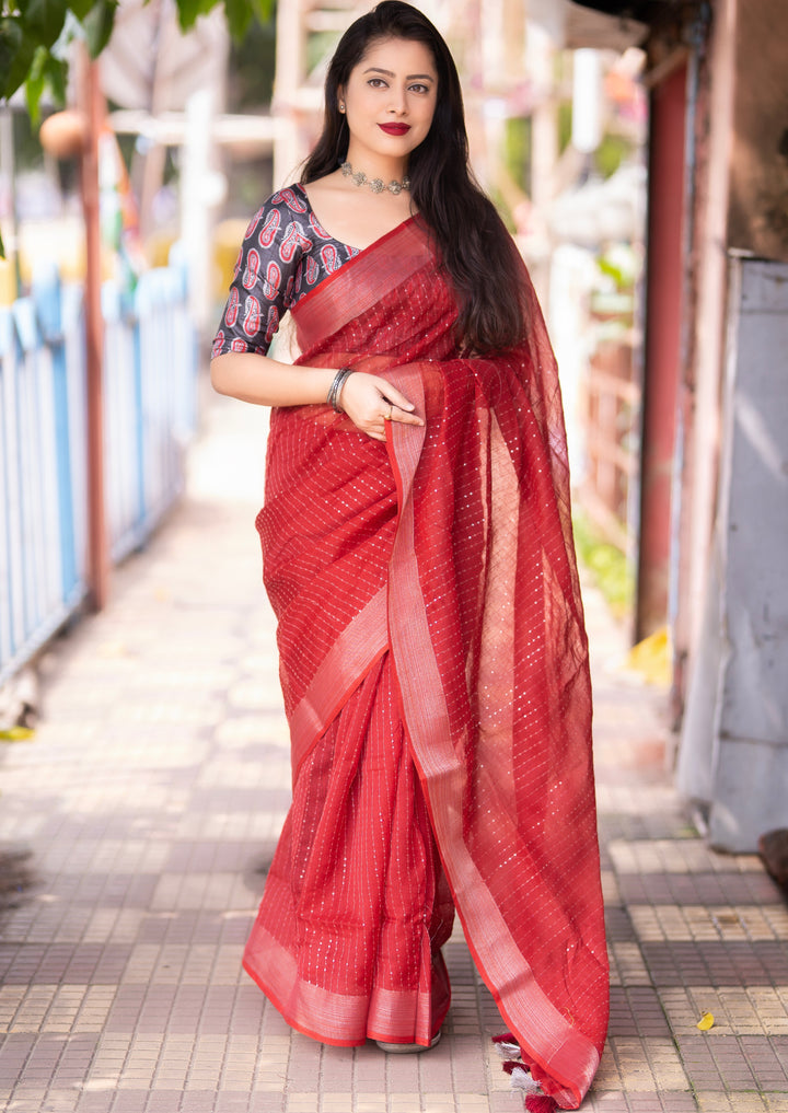 Twinkle Twist - Designer Linen Saree