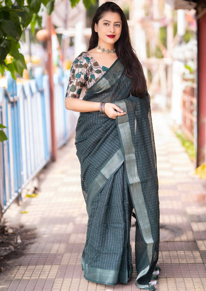 Twinkle Twist - Designer Linen Saree