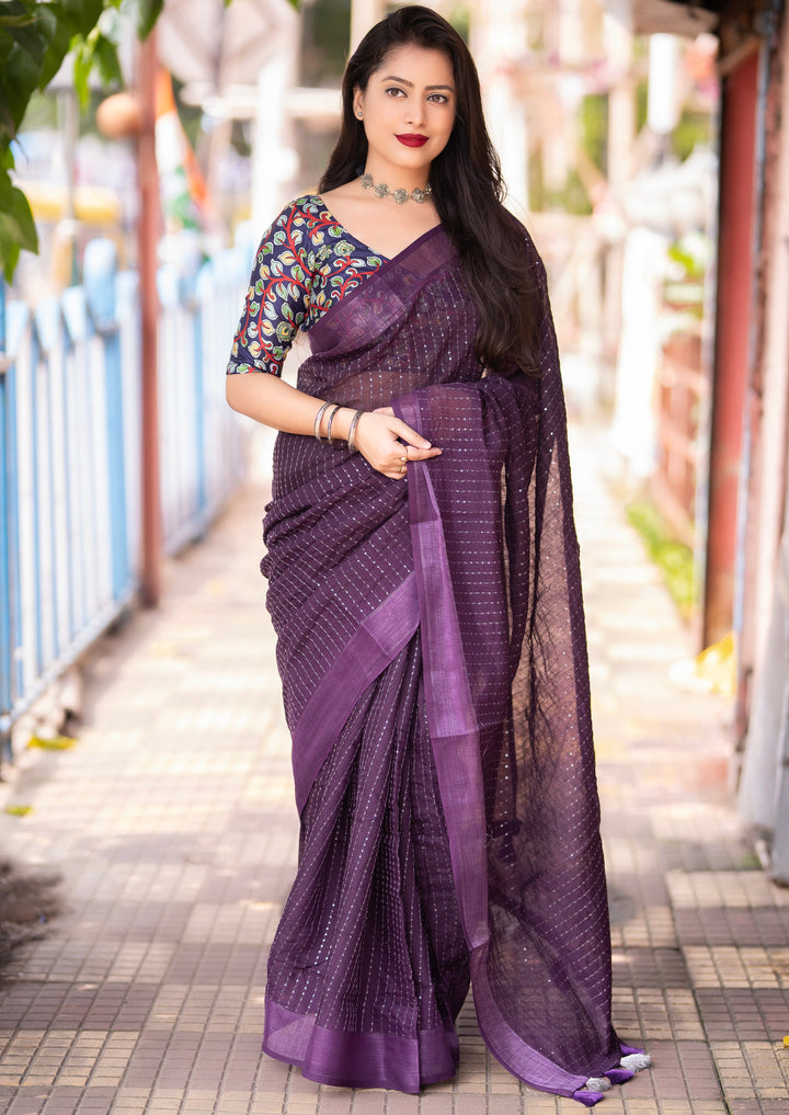 Twinkle Twist - Designer Linen  Saree