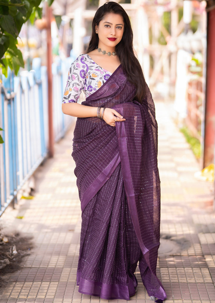 Twinkle Twist - Designer Linen Saree