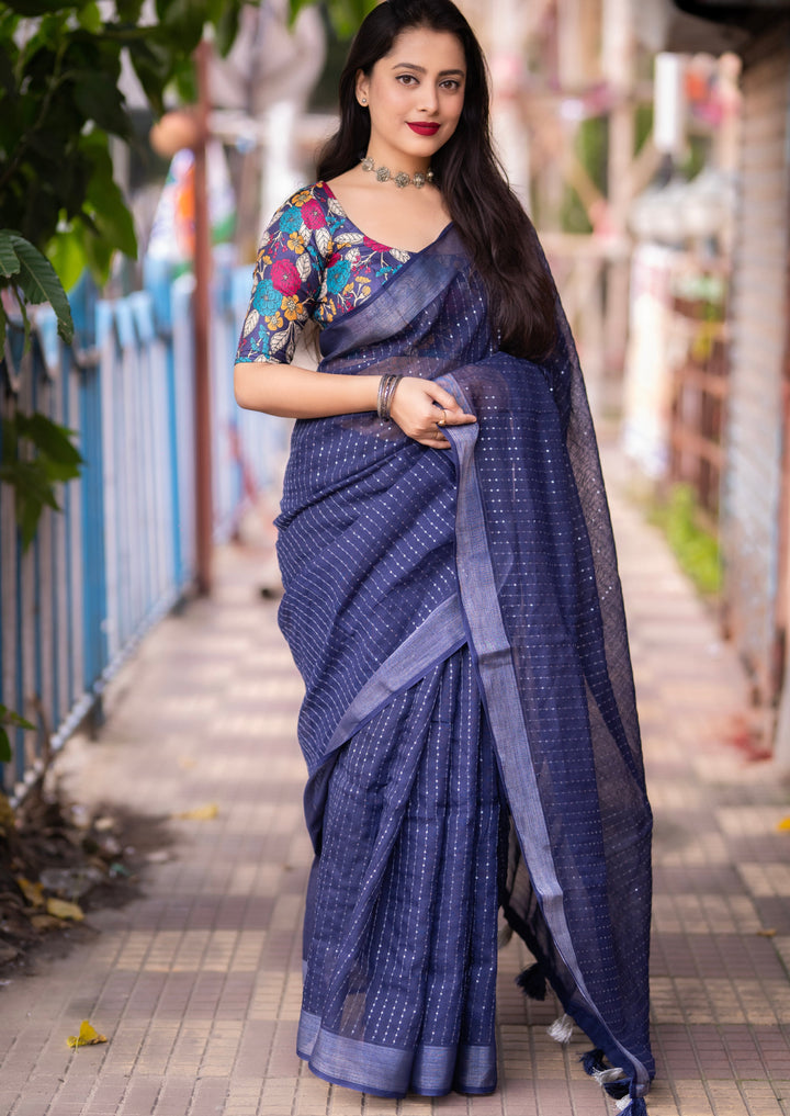 Twinkle Twist - Designer Linen Saree