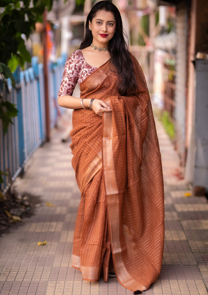 Twinkle Twist - Designer Linen Saree