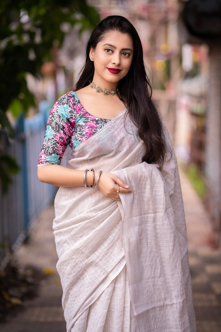 Twinkle Twist - Designer Linen Saree