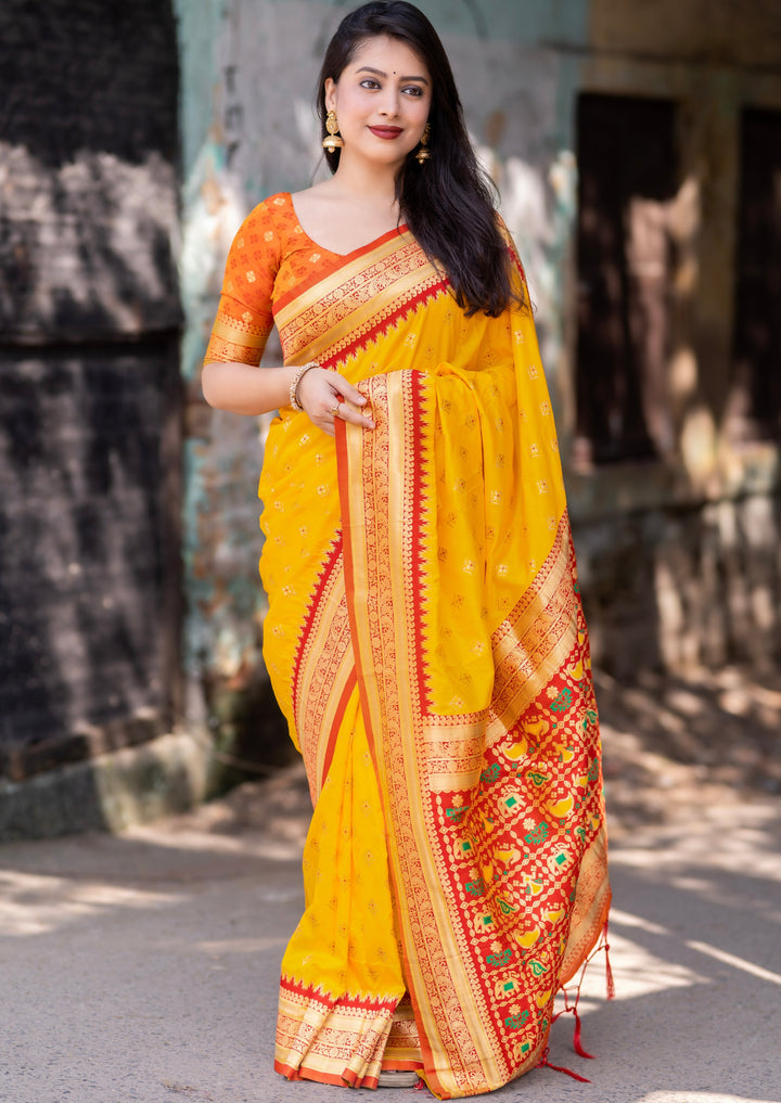 Golden Glory Gorgeous Patola Silk Saree