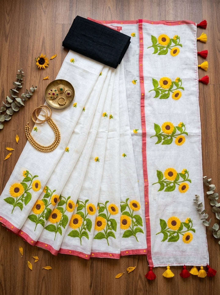 Sunflower Kiran Mul Cotton Saree