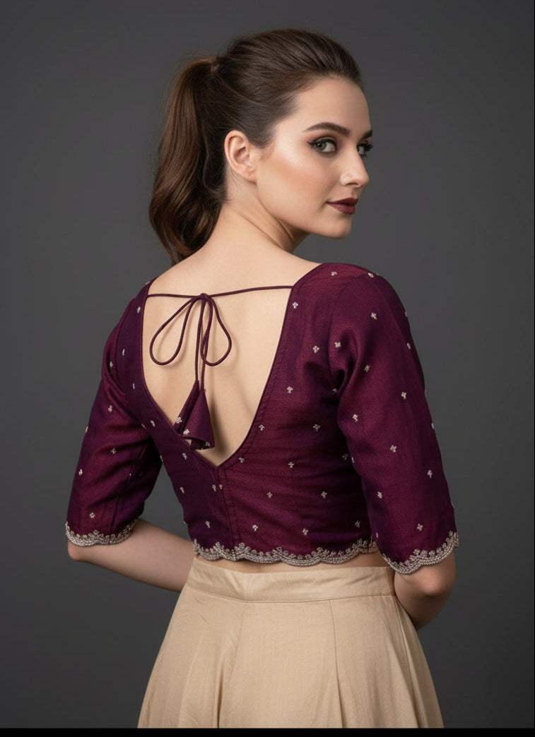 Purple Blast Designer Fendy Silk Blouse