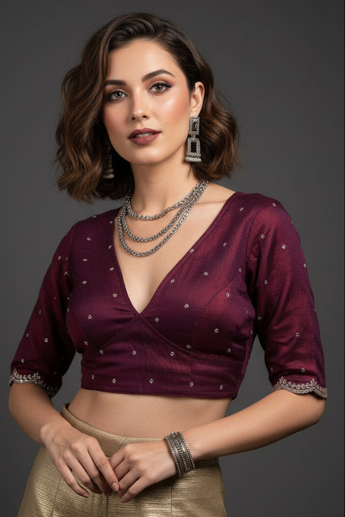 Purple Blast Designer Fendy Silk Blouse