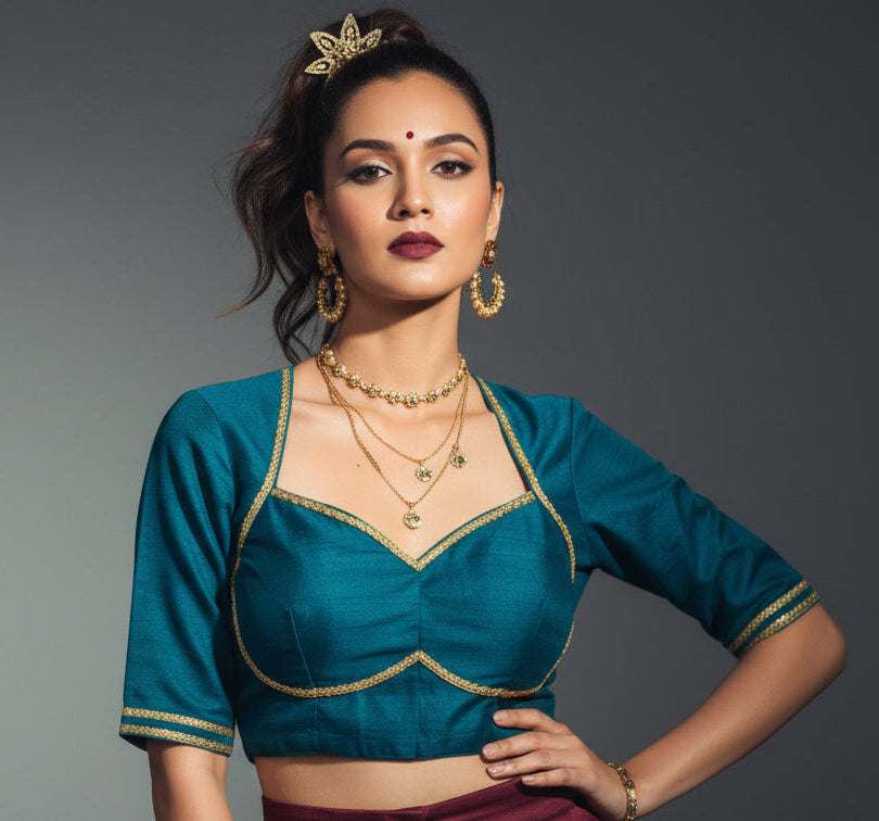 Golden Glow- Vichitra Silk Blouse