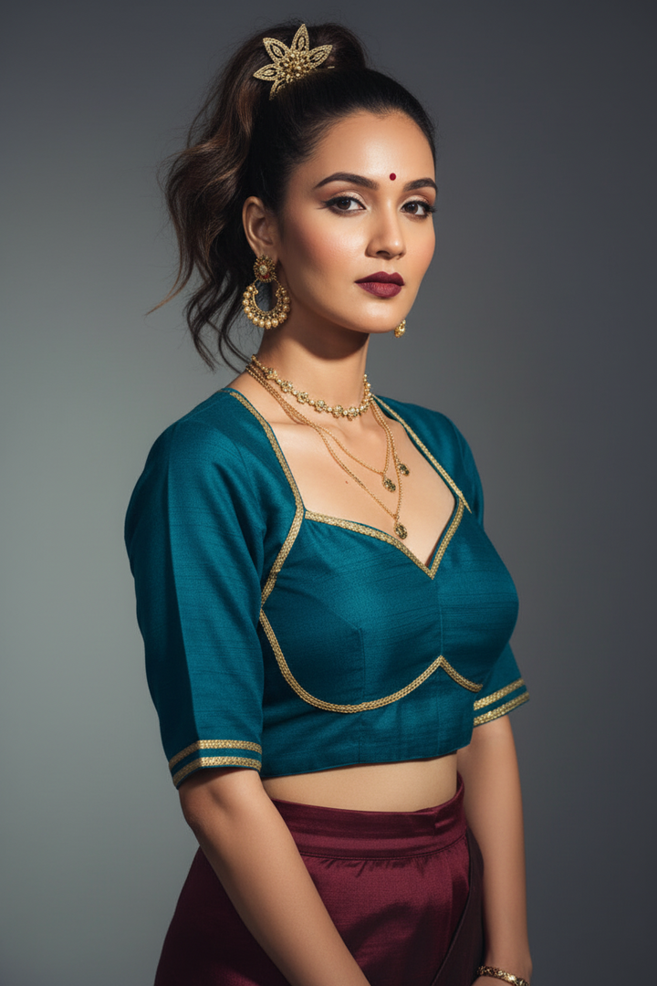 Golden Glow- Vichitra Silk Blouse