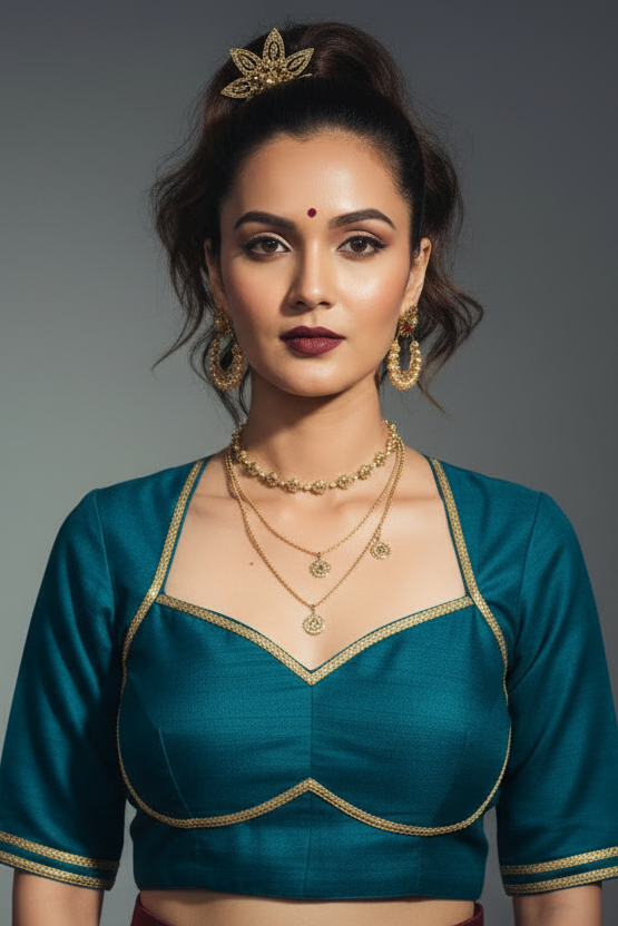 Golden Glow- Vichitra Silk Blouse