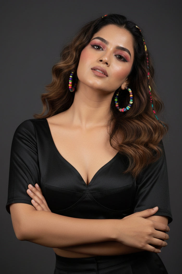 Plain Charm Fancy Designer Solid Color Blouse