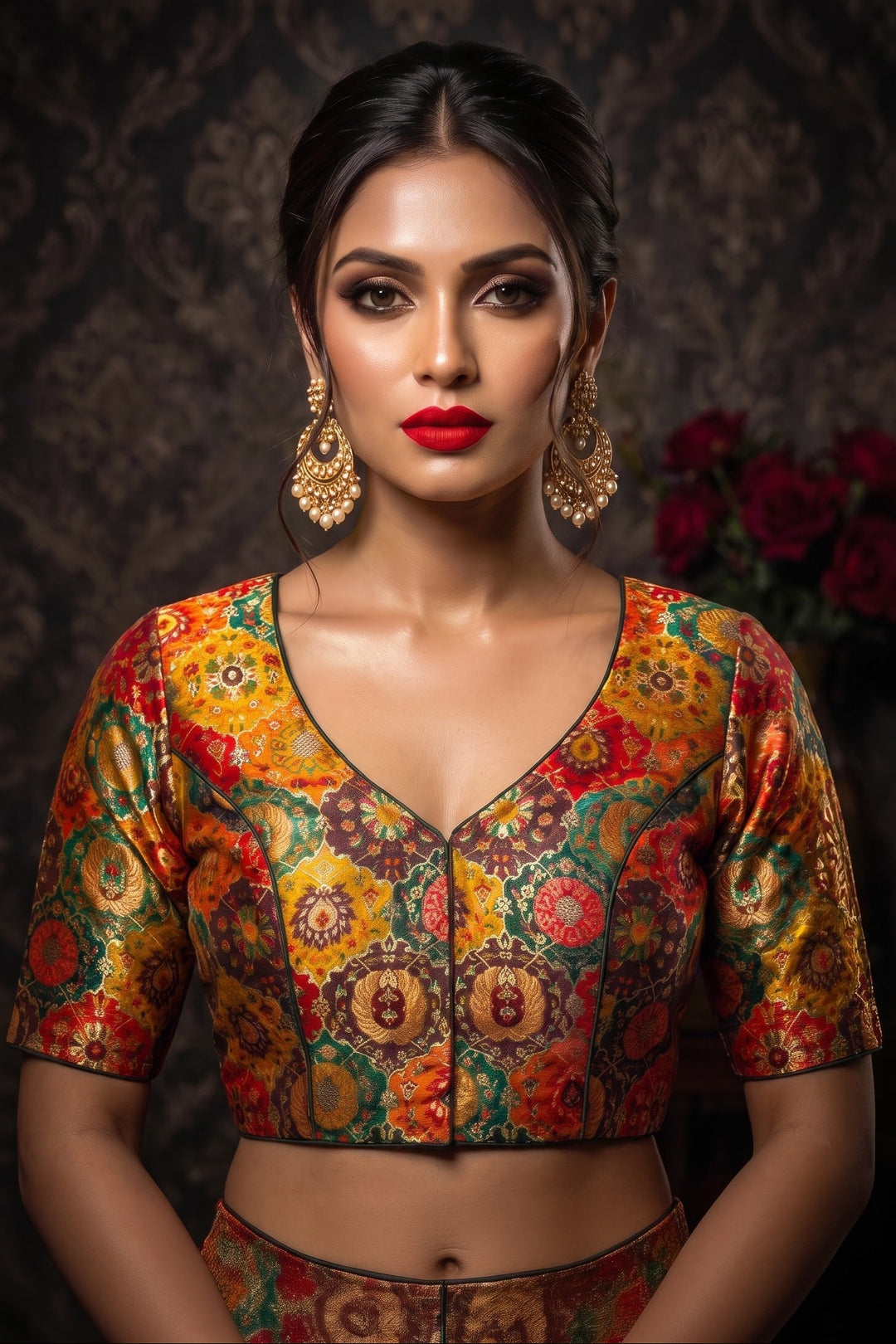Crown on Repeat- Katan Silk Banarasi Blouse