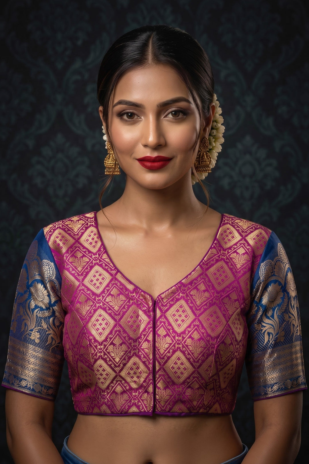 Rajeshwari Grace- Katan Silk Banarasi Zari Woven Designer Blouse
