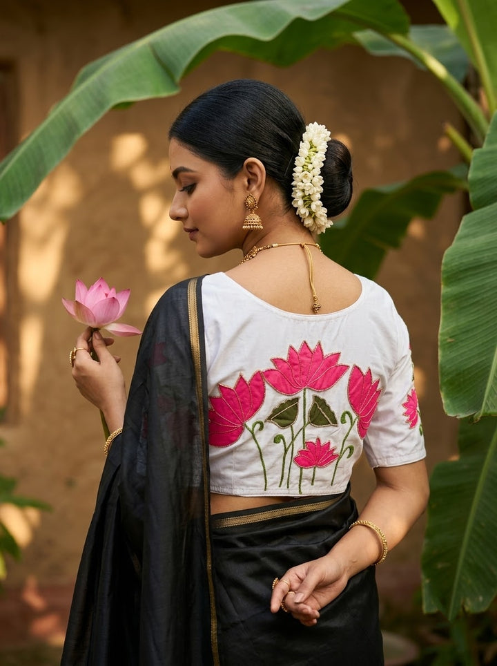 Shantimaya - Lotus Appliqué Katdana Designer Blouse