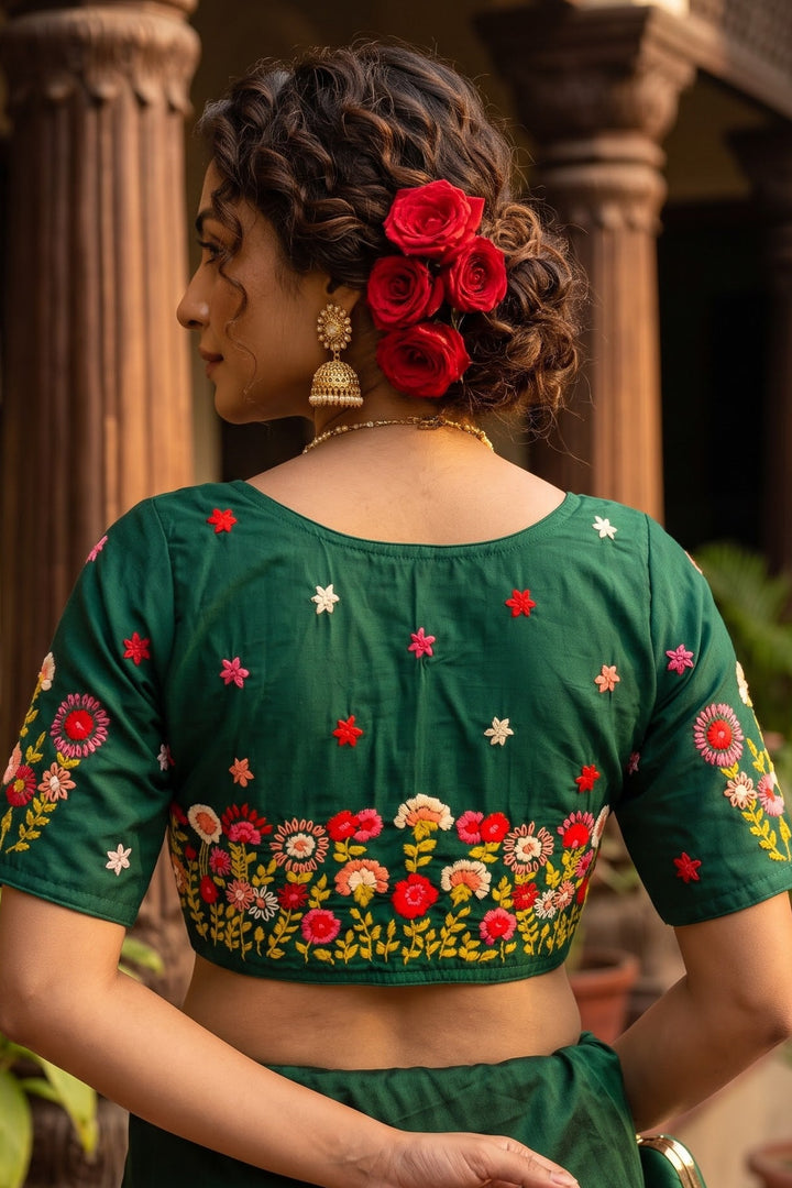 Blooming Paradise – Handstitched Designer Blouse