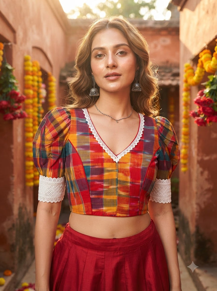 Satrangi Aabha Puff Sleeve Blouse