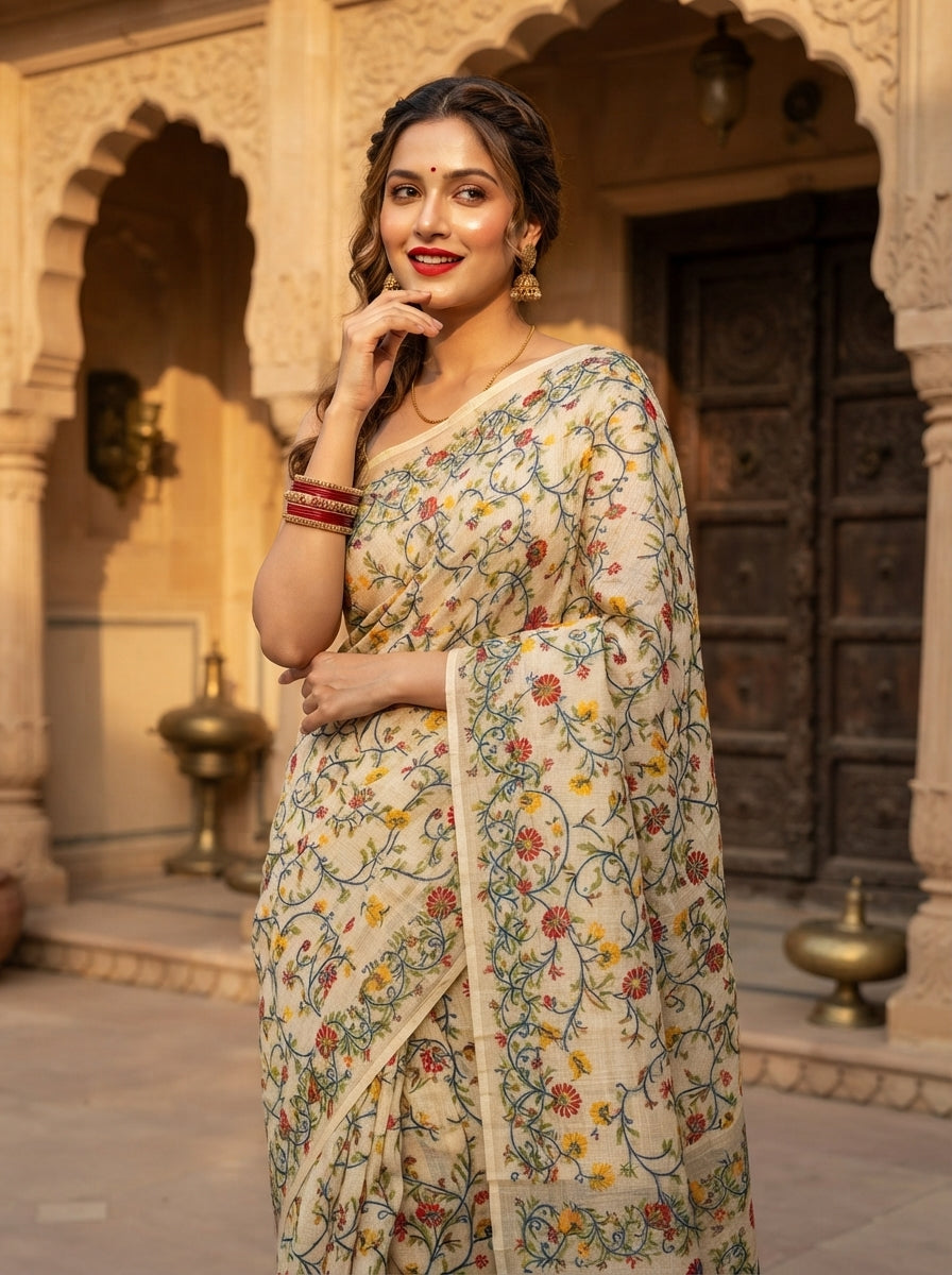 Phoollata Jamdani Exclusive Semi Tussar Jamdani Saree