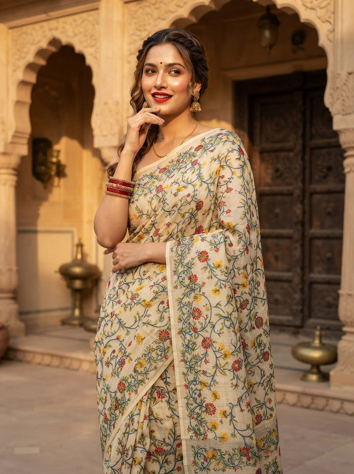 Phoollata Jamdani Exclusive Semi Tussar Jamdani Saree