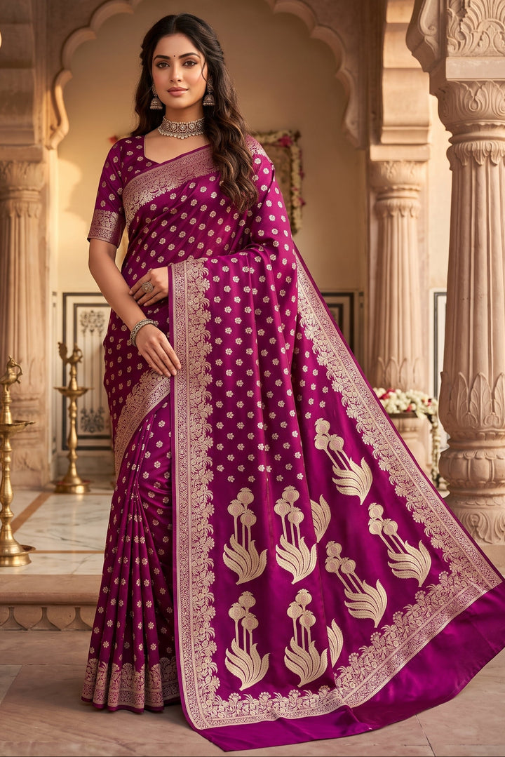 Twilight Whisper Banarasi Semi Katan Silk Saree