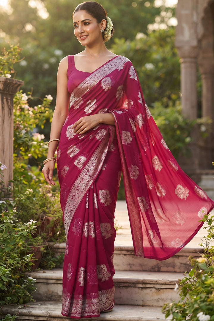 Like A Rose Designer Georgette Saree With Blouse Combo