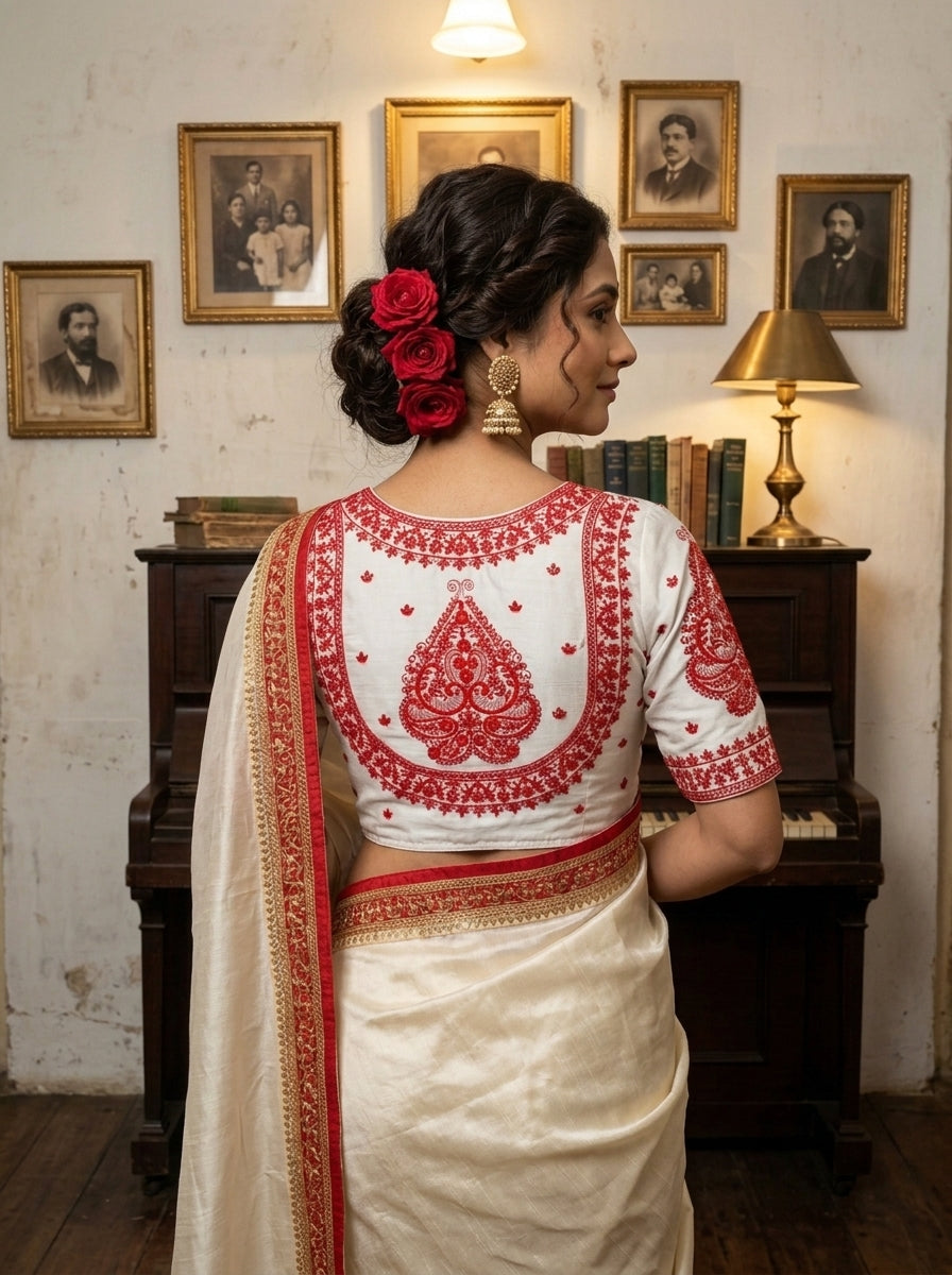 Portrait of Royalty Vichitra Silk Blouse