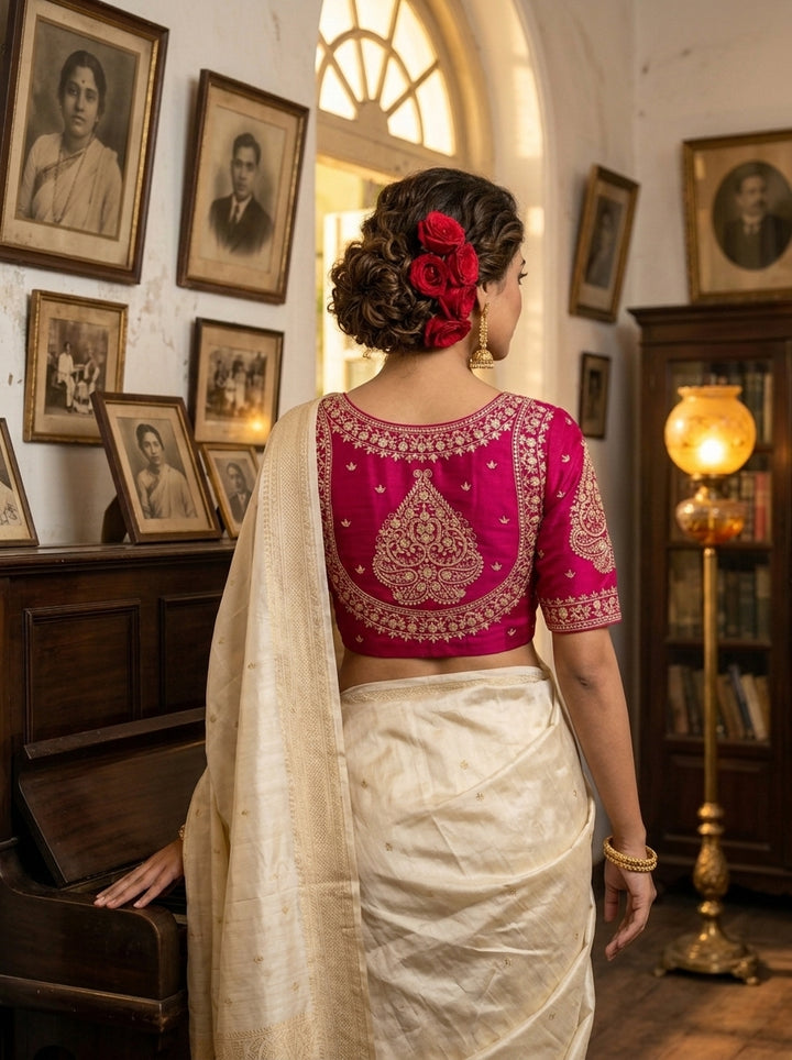 Portrait of Royalty Vichitra Silk Blouse