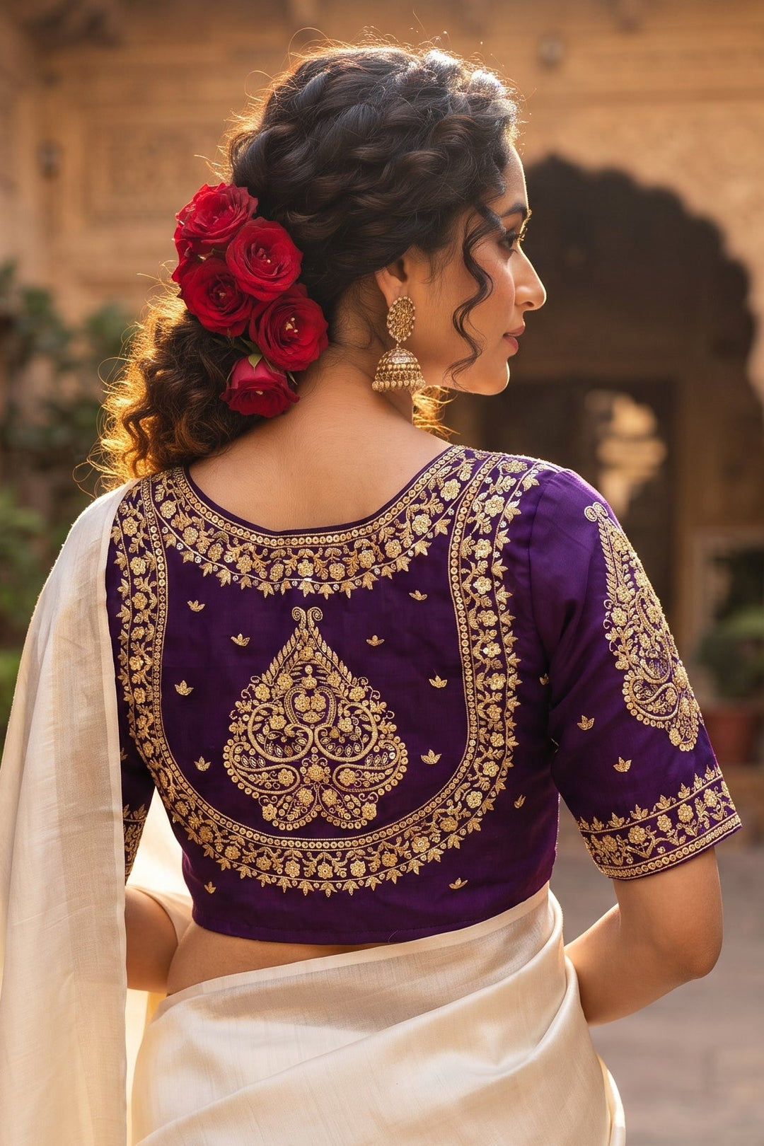 Portrait of Royalty Vichitra Silk Blouse