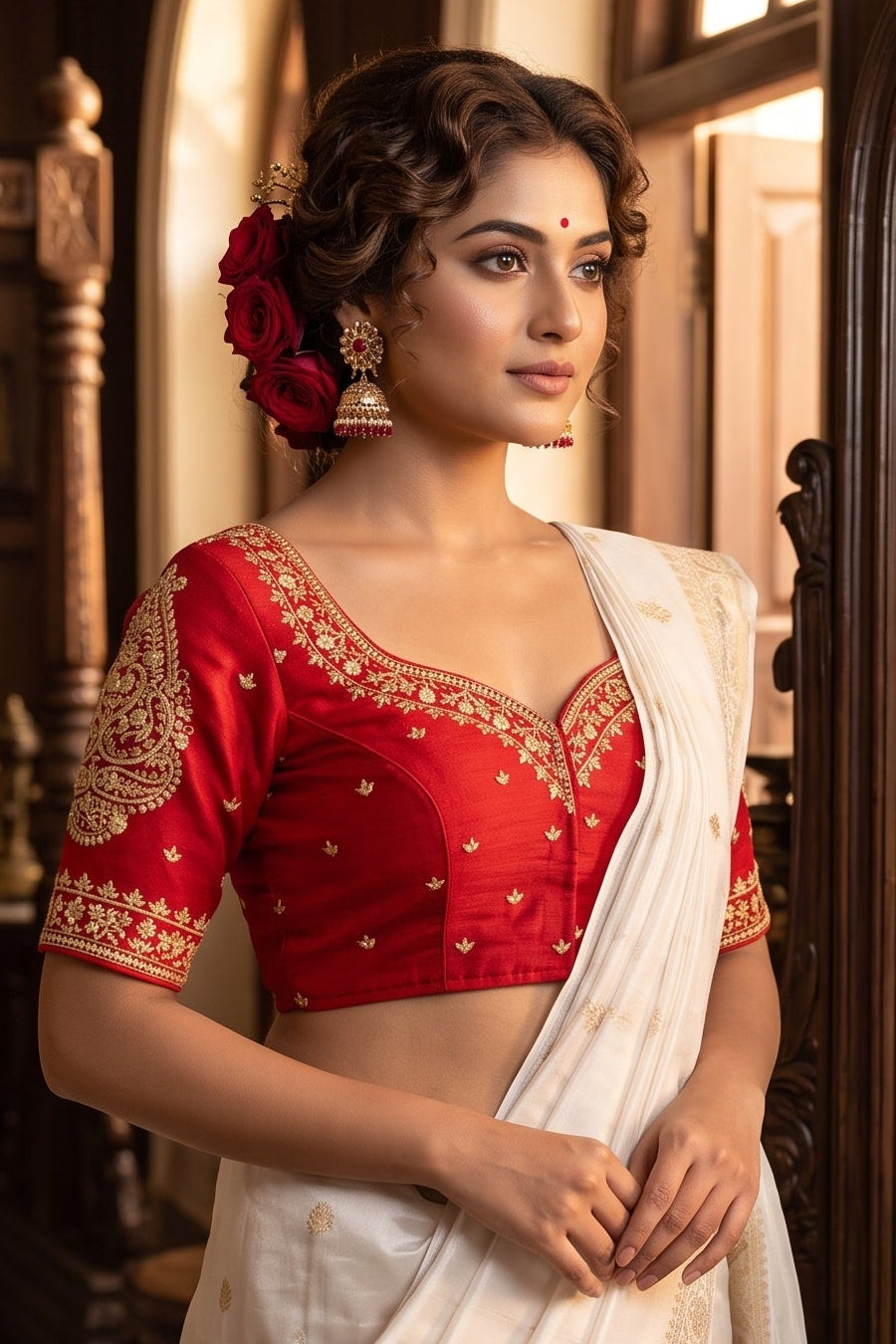 Portrait of Royalty Vichitra Silk Blouse