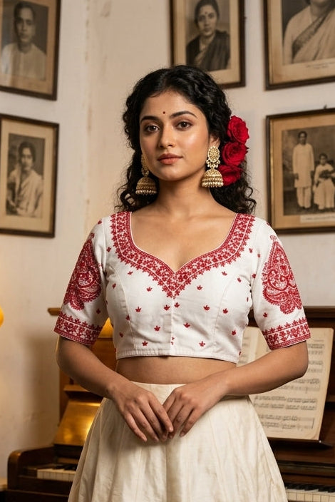 Portrait of Royalty Vichitra Silk Blouse