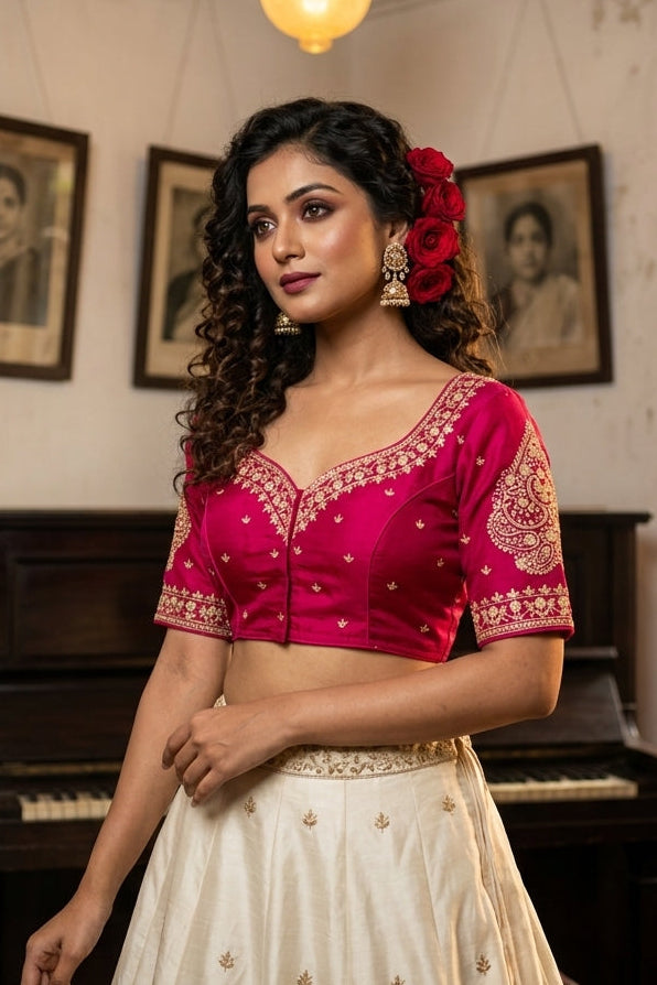 Portrait of Royalty Vichitra Silk Blouse