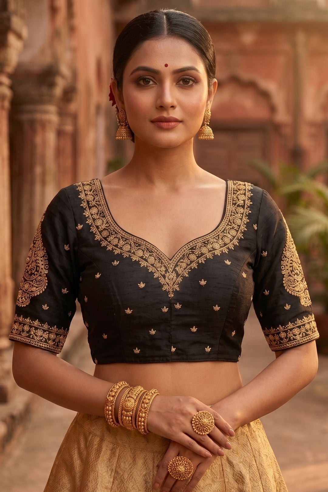 Portrait of Royalty Vichitra Silk Blouse