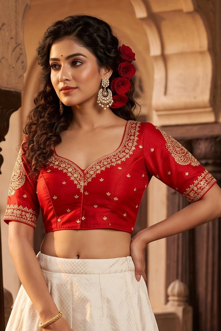 Portrait of Royalty Vichitra Silk Blouse