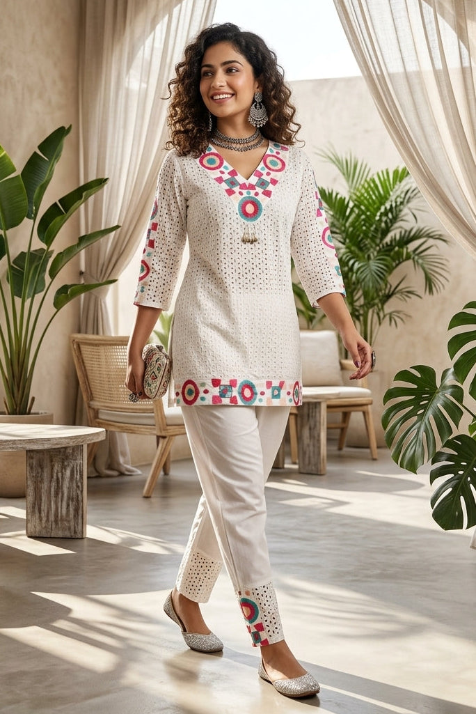 Embroidery Special Cotton Coord Set [Top & Pant]