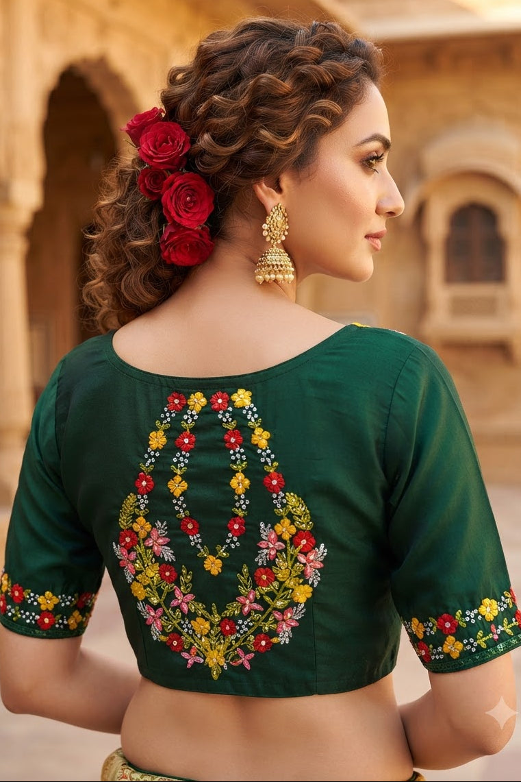 Wildflower Wreath Handstitched Designer Blouse