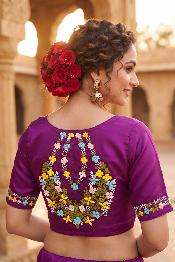 Wildflower Wreath Handstitched Designer Blouse