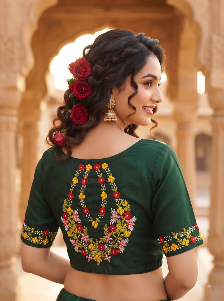 Wildflower Wreath Handstitched Designer Blouse