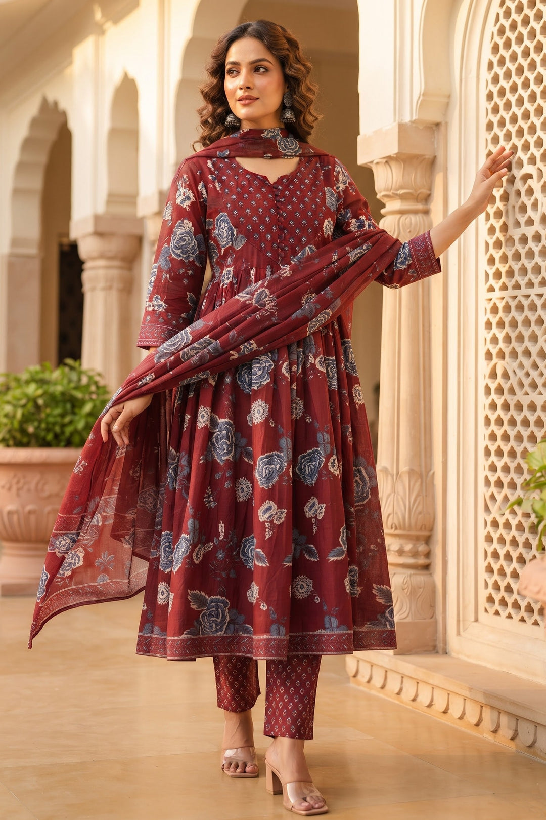 Midnight Shimmer Cotton Kurti Set