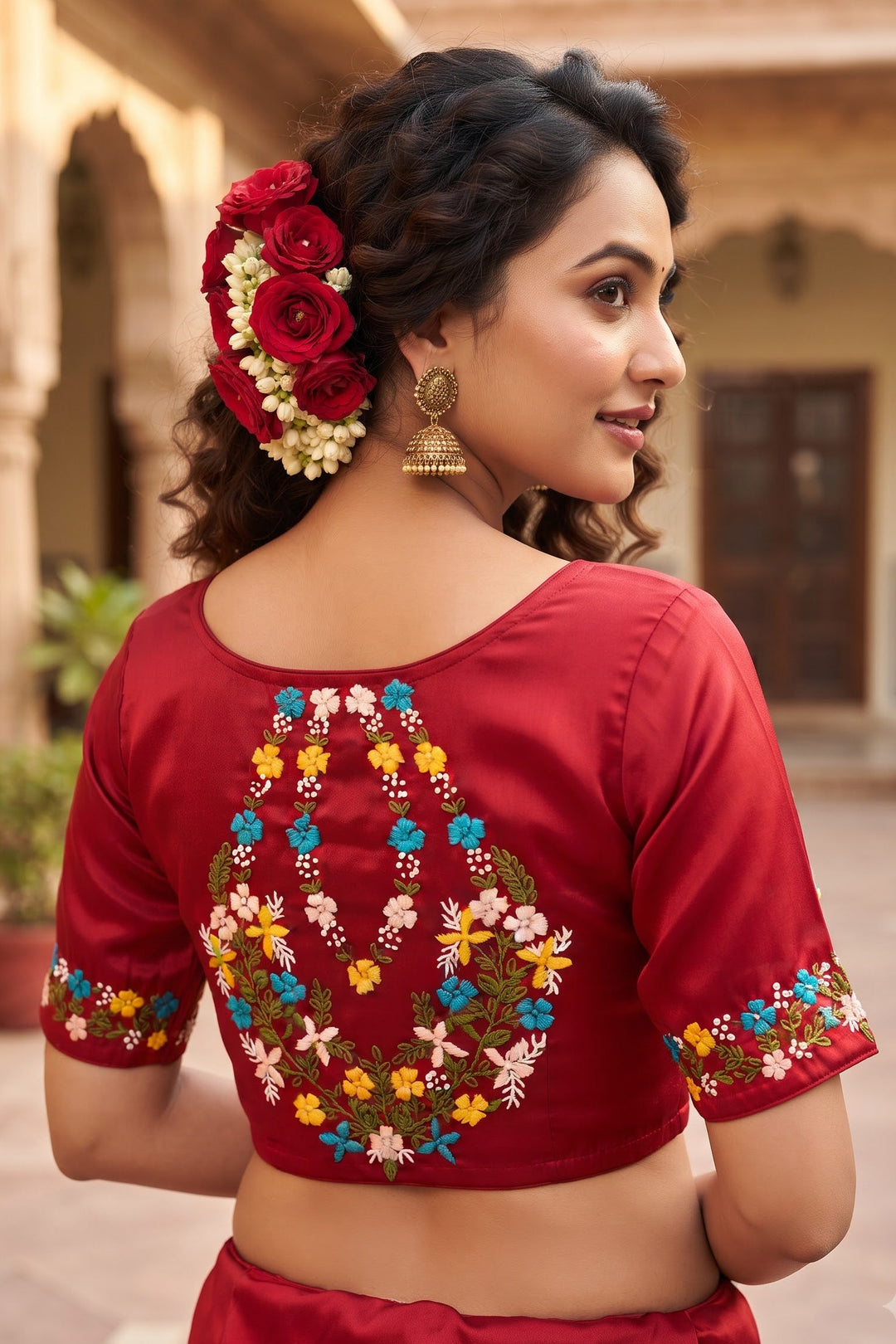 Wildflower Wreath Handstitched Designer Blouse