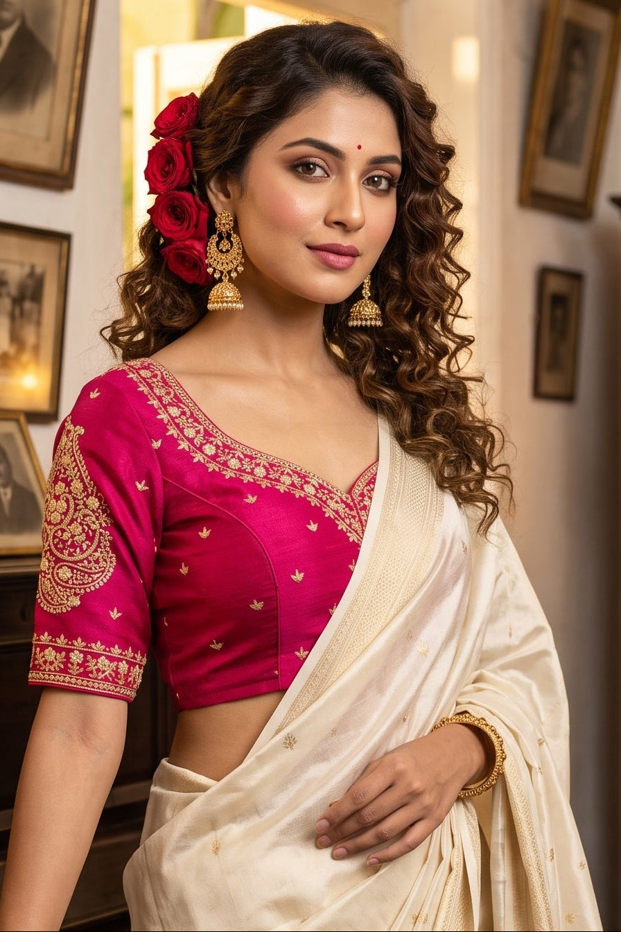 Portrait of Royalty Vichitra Silk Blouse