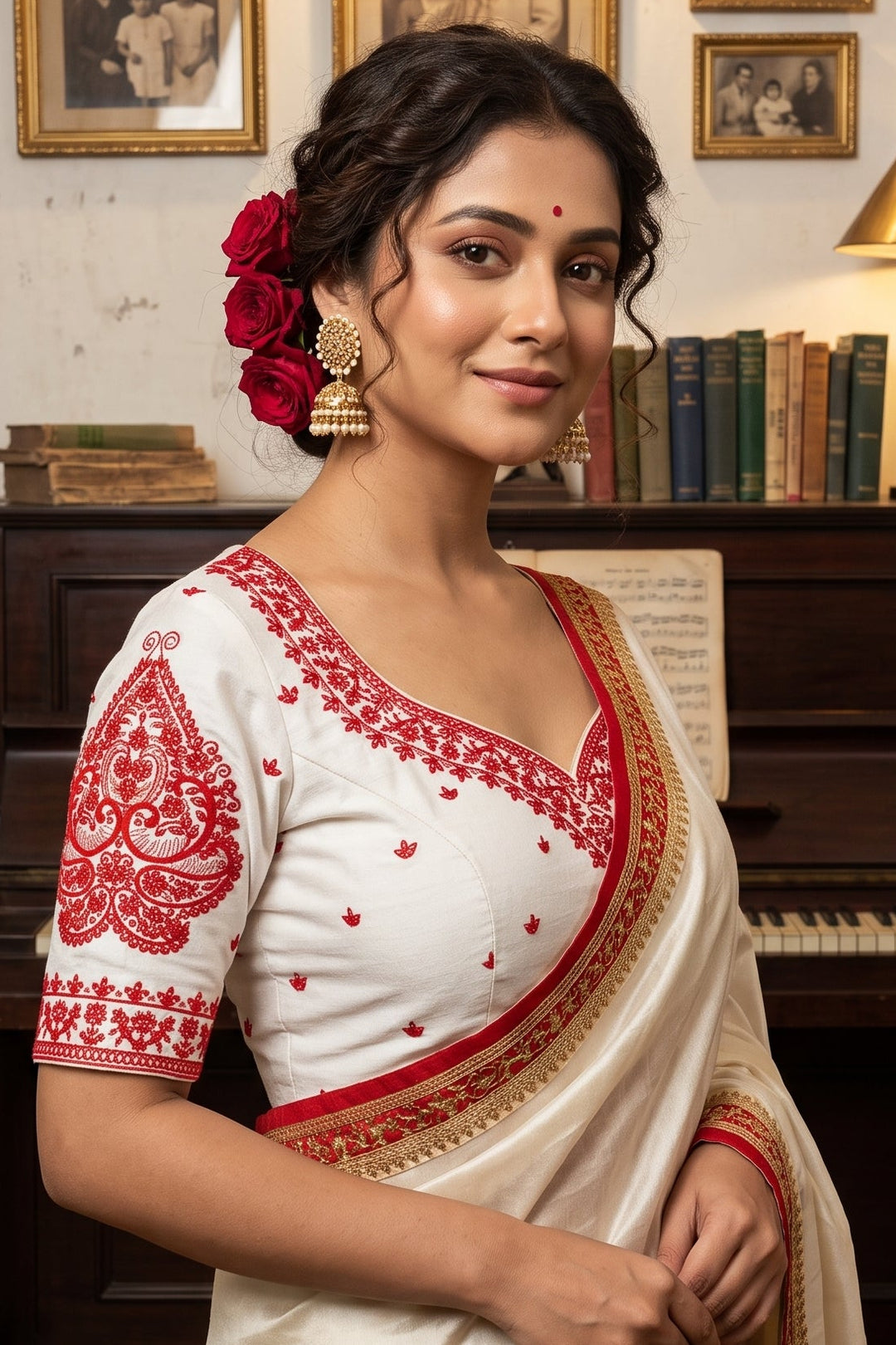 Portrait of Royalty Vichitra Silk Blouse