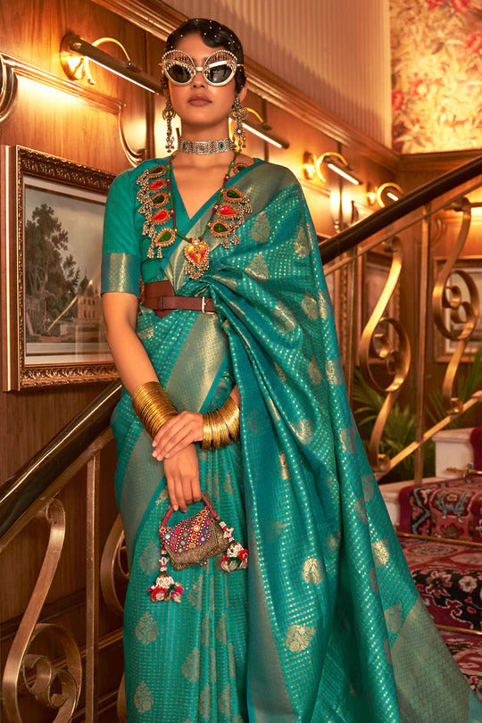 Yellow Color Party Wear Heavy Banarasi Silk Saree With Double Blouse –  fashionnaari