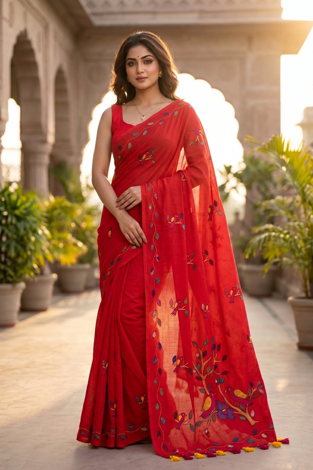 Echoes of Birdsong Khadi Cotton Saree