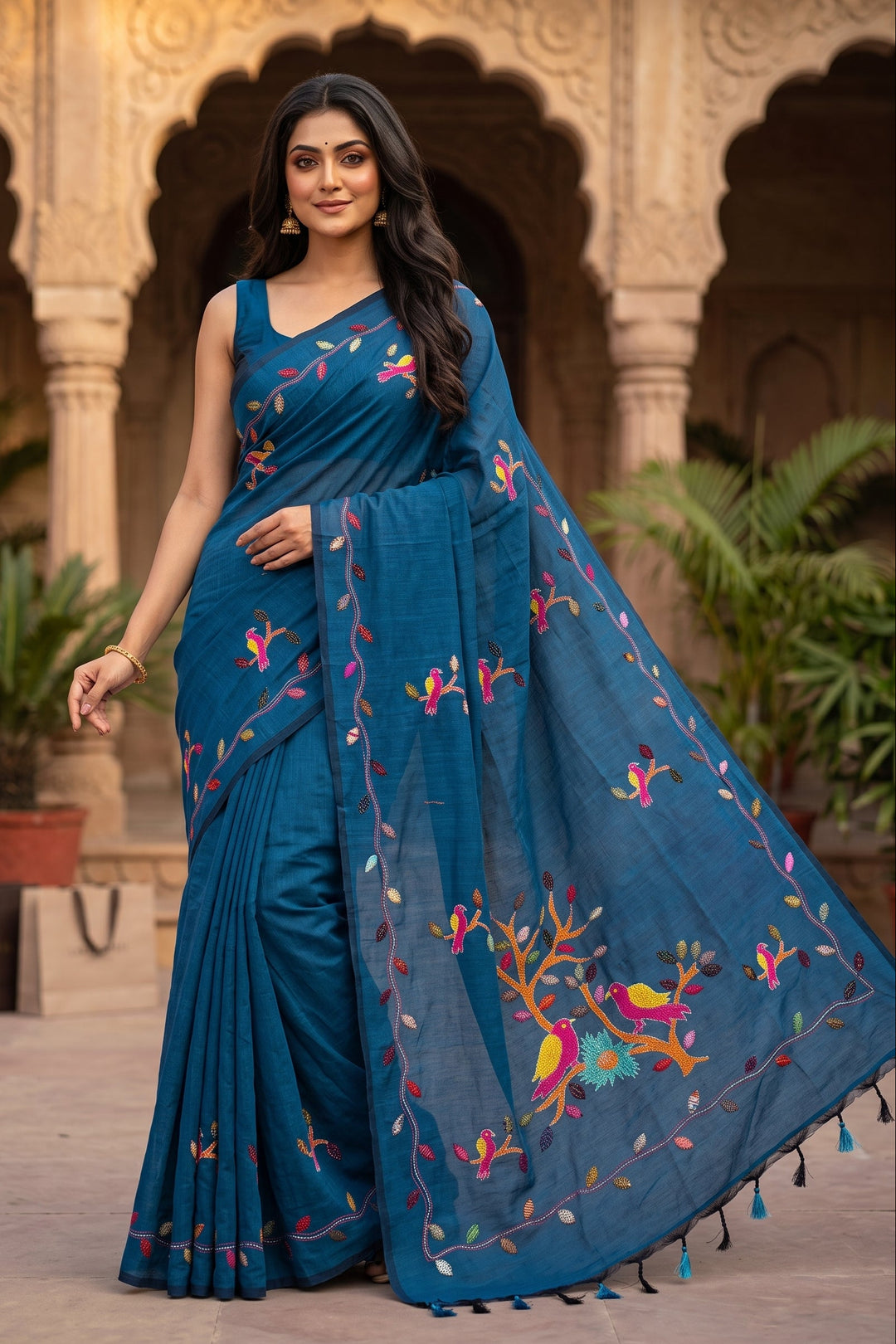 Echoes of Birdsong Khadi Cotton Saree