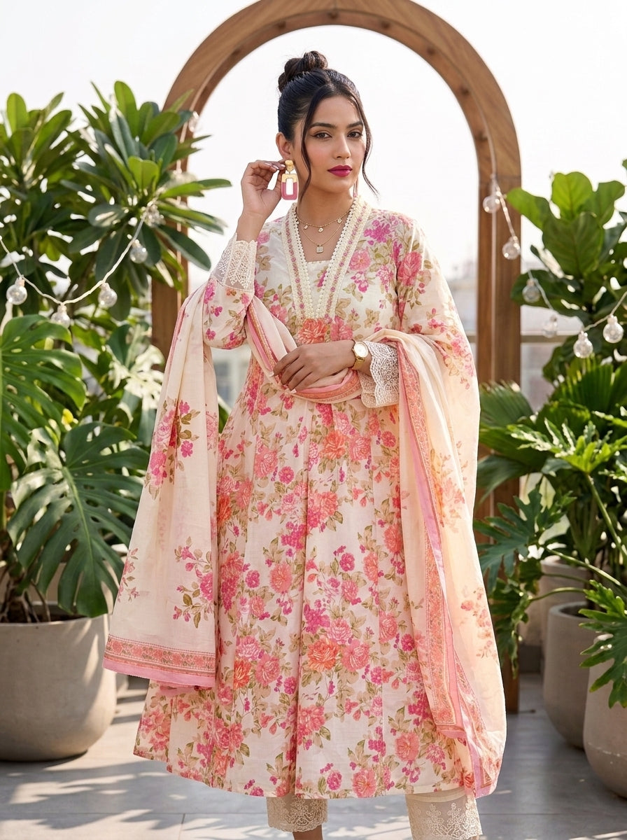 Lace Enchante Elegance Cotton Kurti Set