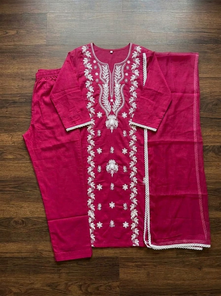 The One and Only - Chikankari Embroidered Cotton Kurti Set