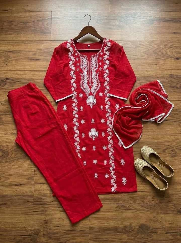 The One and Only - Chikankari Embroidered Cotton Kurti Set
