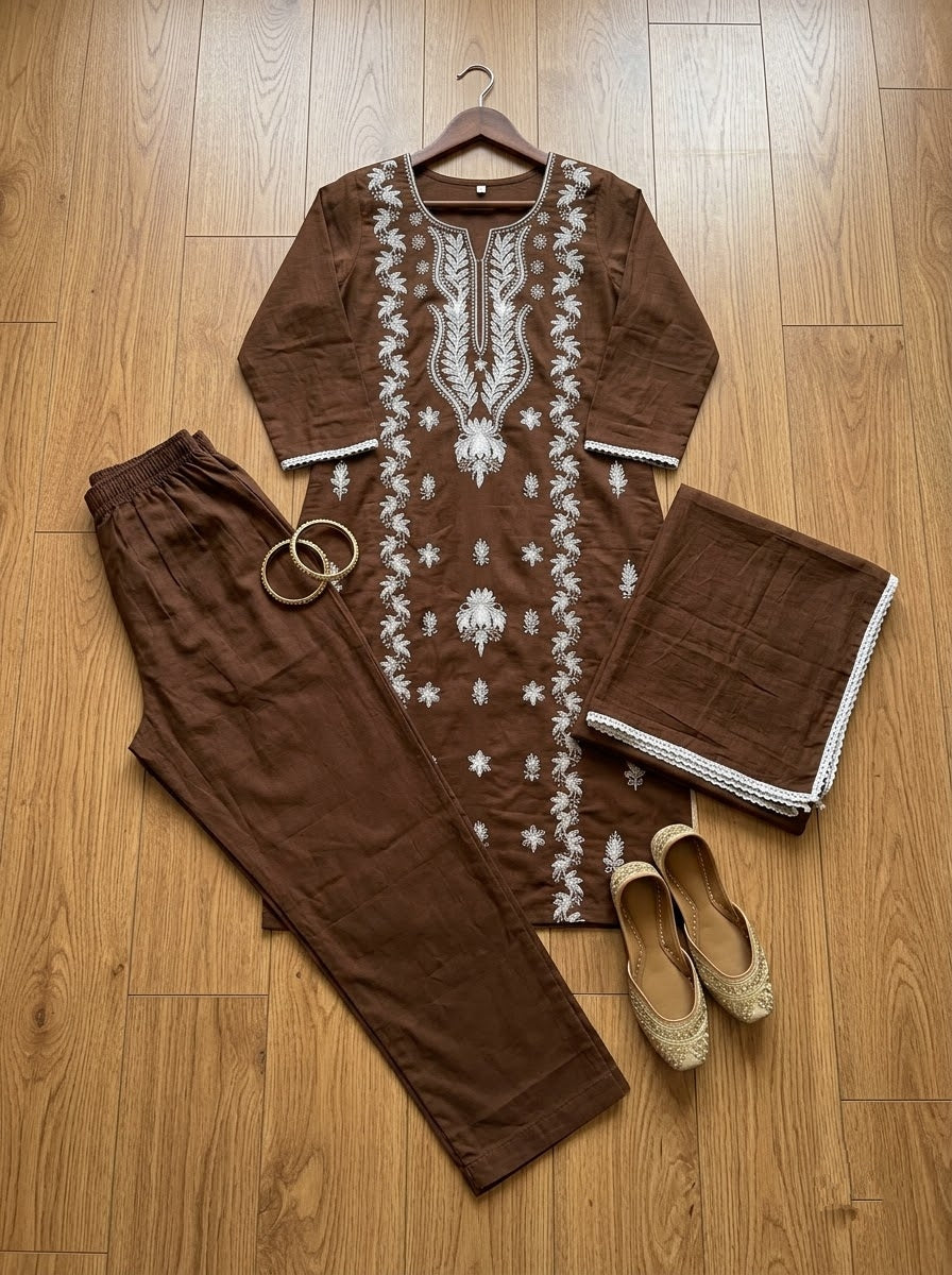 The One and Only - Chikankari Embroidered Cotton Kurti Set