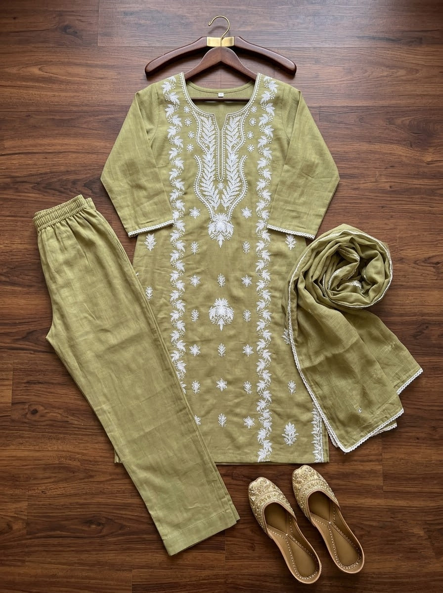 The One and Only - Chikankari Embroidered Cotton Kurti Set
